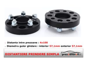 Distantiere roti 4x100 57,1 15mm prindere dubla bolt black