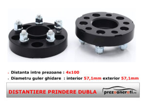 Distantiere roti 4x100 57,1 40mm prindere dubla black