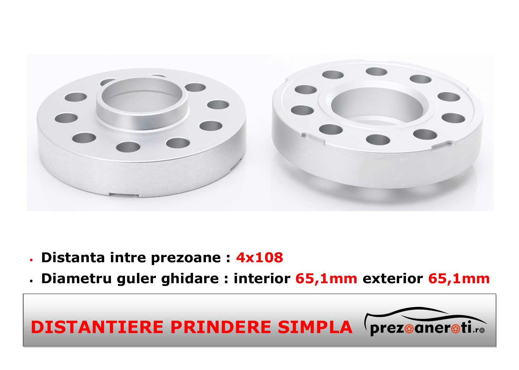 Distantiere roti 4x108 65,1 silver
