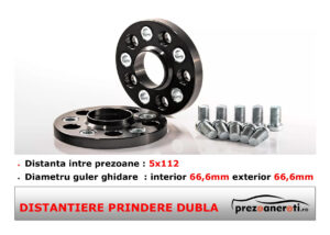 Set Distantiere roti 5X112 66,6 25mm prindere dubla black-editions soluția ideală pentru montajul perfect al roților și un plus de stil