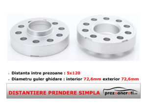 Distantiere 5x120 72,6 – 25mm pentru roți, ideale pentru stabilitate și aspect sport