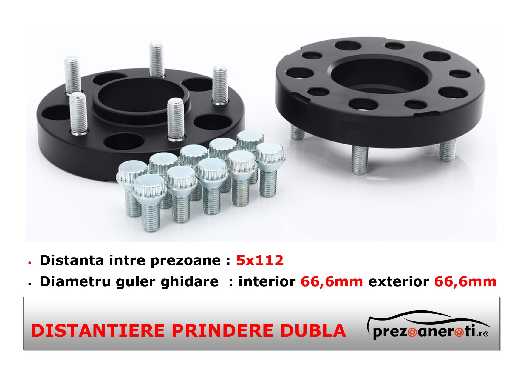 Distantiere roti 5X112 66,6 15mm prindere dubla Distantiere roti 5X112 66,6 15mm prindere dubla pentru VW, Audi și Mercedes – stabilitate și aspect sportiv