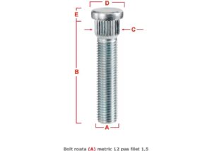BOLT ROATA METRIC 12 PAS FILET 1,5 42MM – COD B130A42