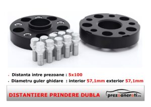 Distantiere roti 5x100 57,1 25mm prindere dubla black-edition