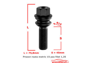 Prezon m15x1,25 45mm filet antiblocant negru
