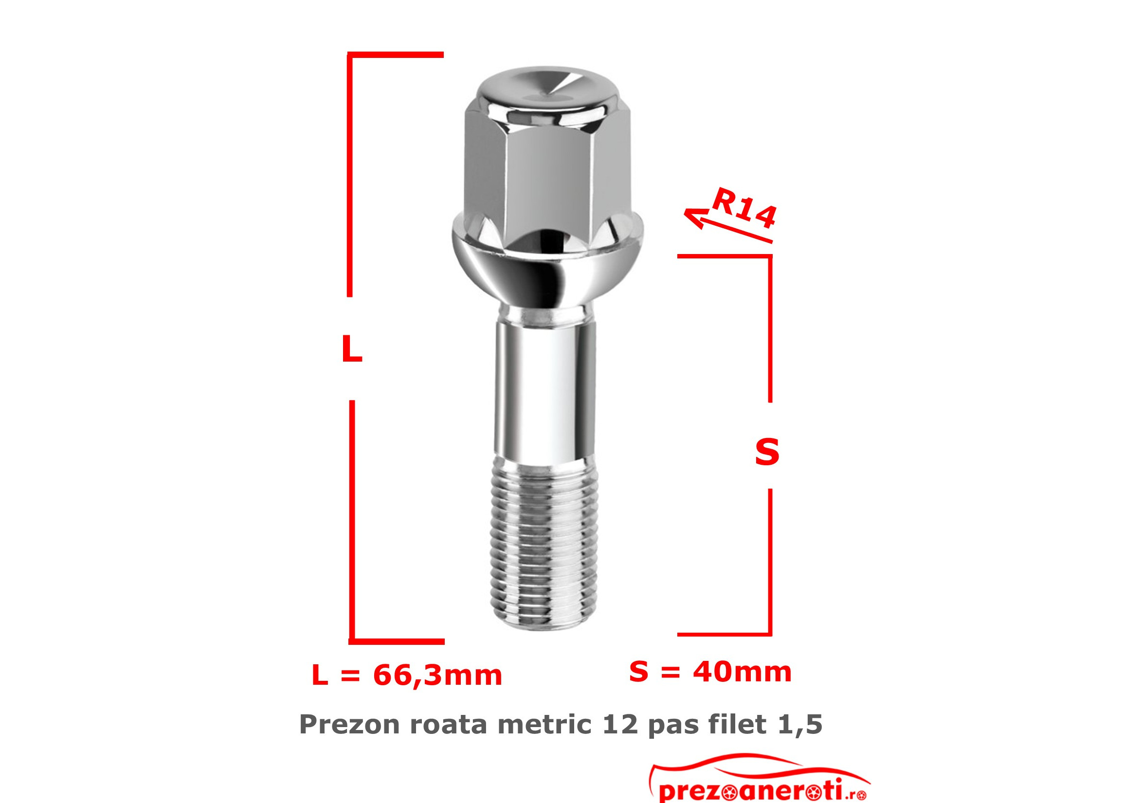 Prezon M12x1,5 40mm filet Prezon M12x1,5 40mm filet